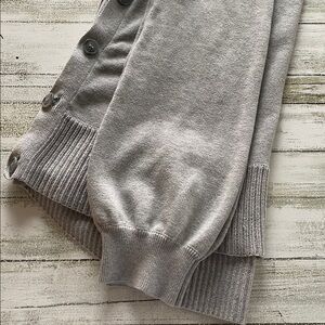 Tahari Light Gray Knit Sweater with Button Hem Detail